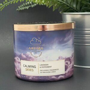 BBW Calming Skies Lavender & Peppermint Bath & Body Works 3 Wick Candle